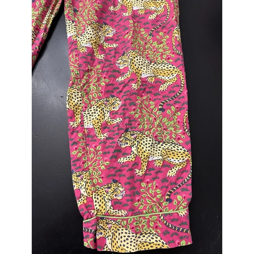 Print Fresh Hot Pink Cheetah Leopard Bagheera Pajama Pants Sz S Organic Cotton